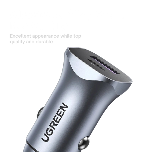 UGREEN 30W Aluminum Car Charger with 1m Cable
