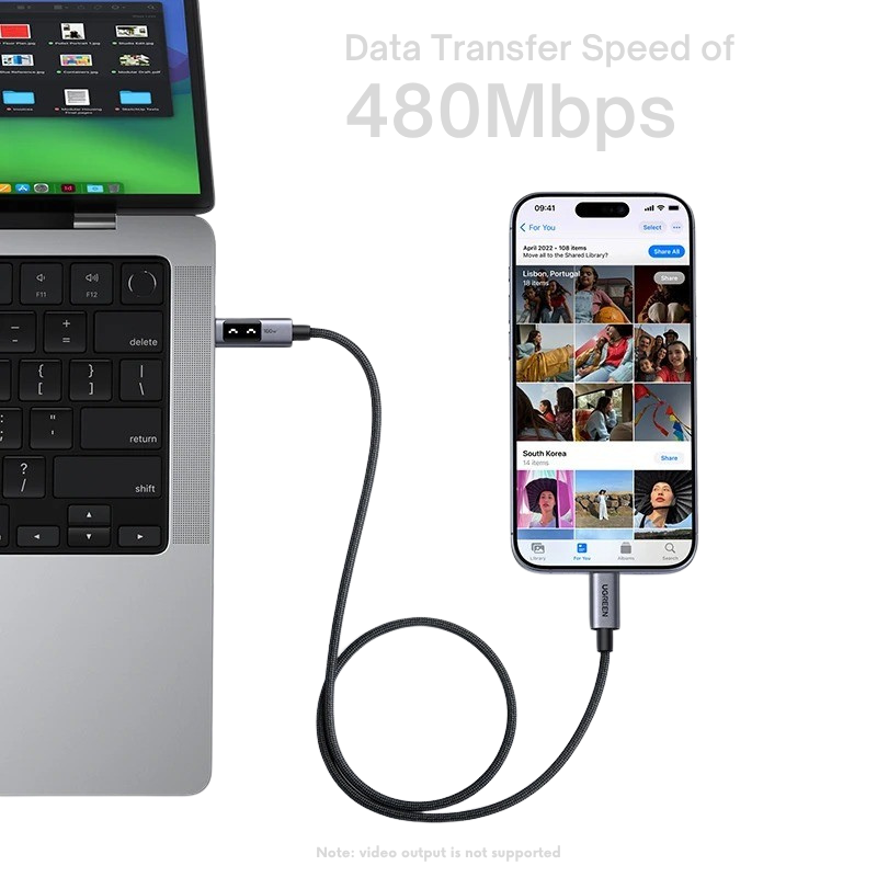 UGREEN UNO 100W Braided USB-C to USB-C Cable (1m)