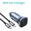 UGREEN 30W Aluminum Car Charger with 1m Cable