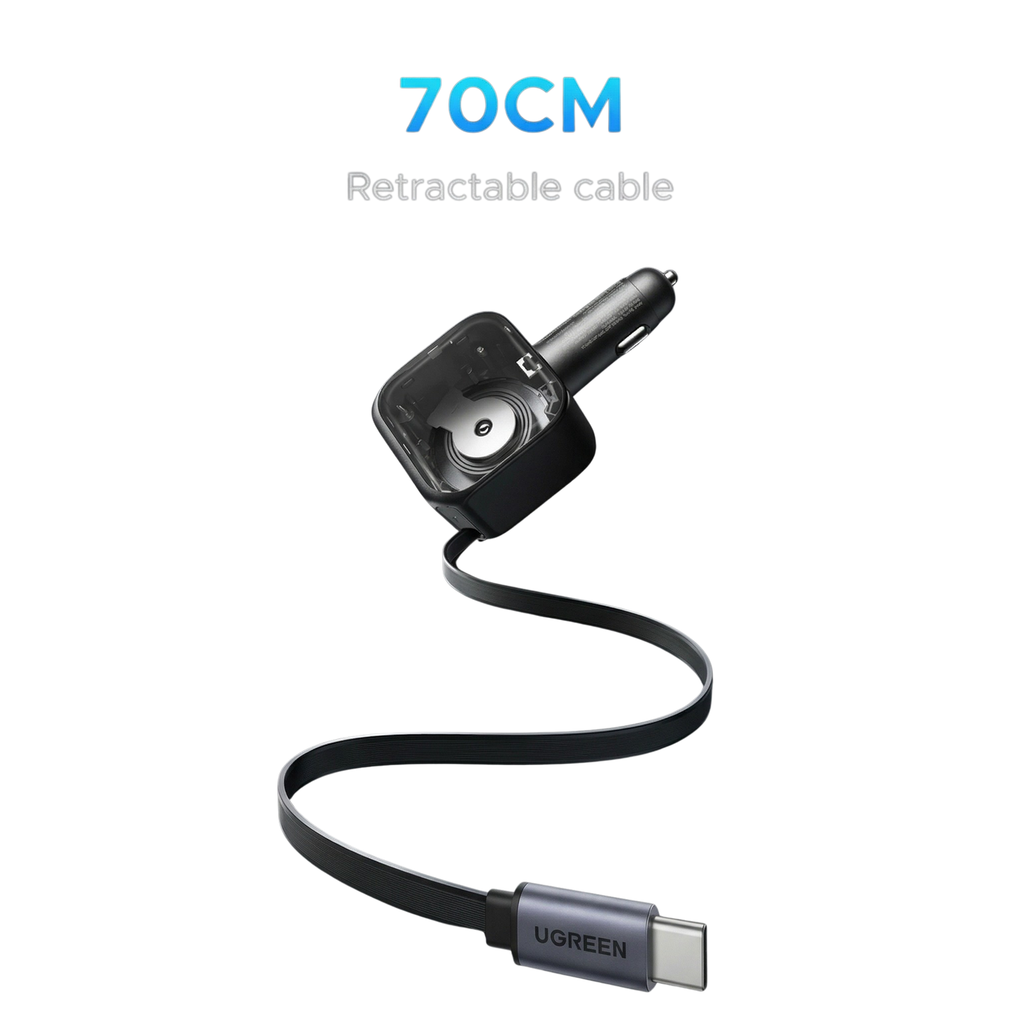 UGREEN 145W Premium Car Charger with Retractable Cable