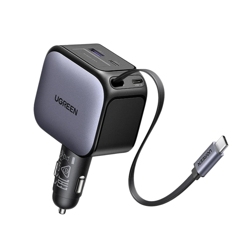 UGREEN 145W Premium Car Charger with Retractable Cable
