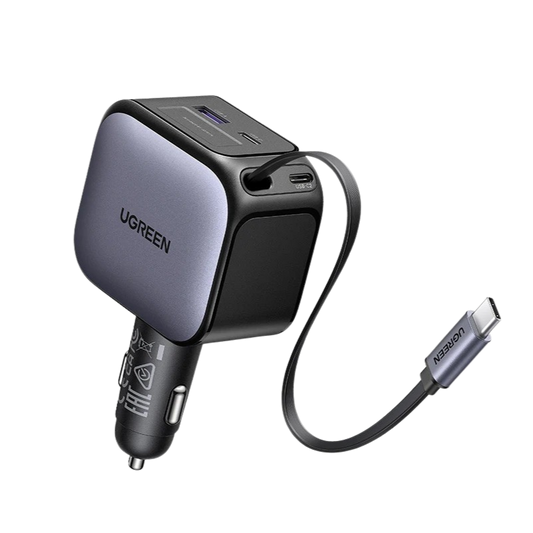 UGREEN 145W Premium Car Charger with Retractable Cable