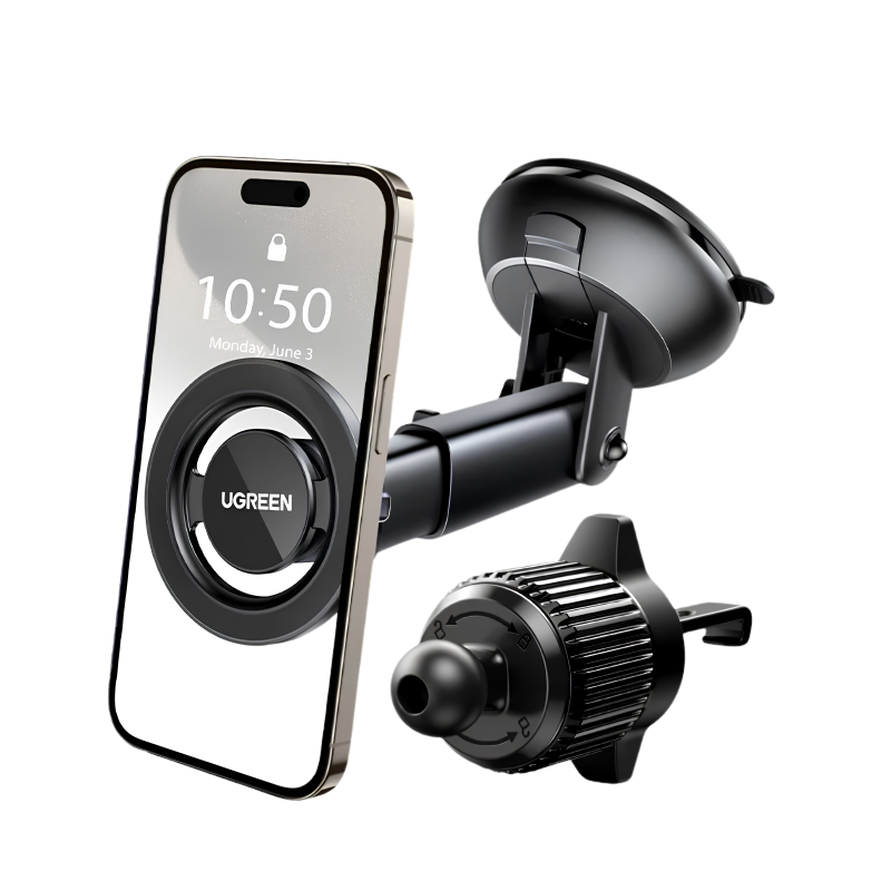UGREEN 3-in-1 Premium MagSafe Car Mount (Dash, Windshield & Vent)
