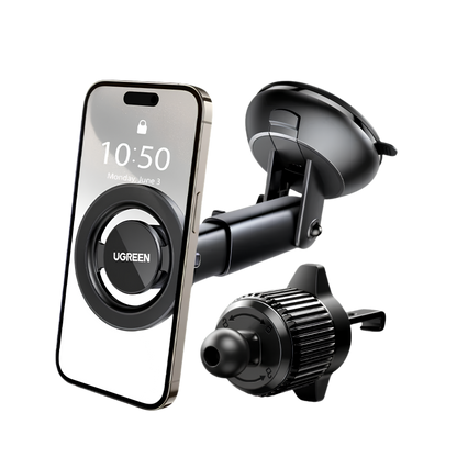 UGREEN 3-in-1 Premium MagSafe Car Mount (Dash, Windshield & Vent)