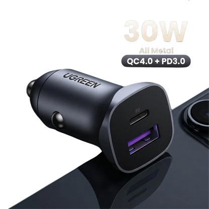 UGREEN 30W Aluminum Car Charger with 1m Cable